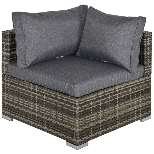 PE Rattan Wicker Corner Sofa Garden Furniture Single Sofa Chair w/ Cushions by Outsunny