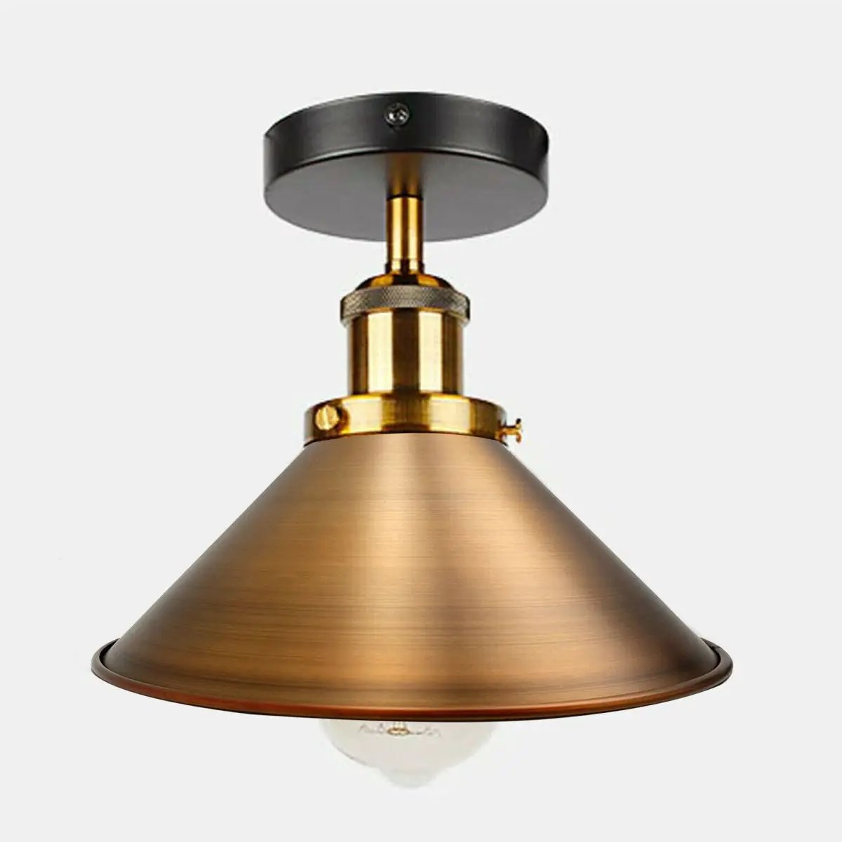 Yellow Brass Vintage Flush Mount Metal Cone Industrial pendant ceiling light~2598 by LEDSone