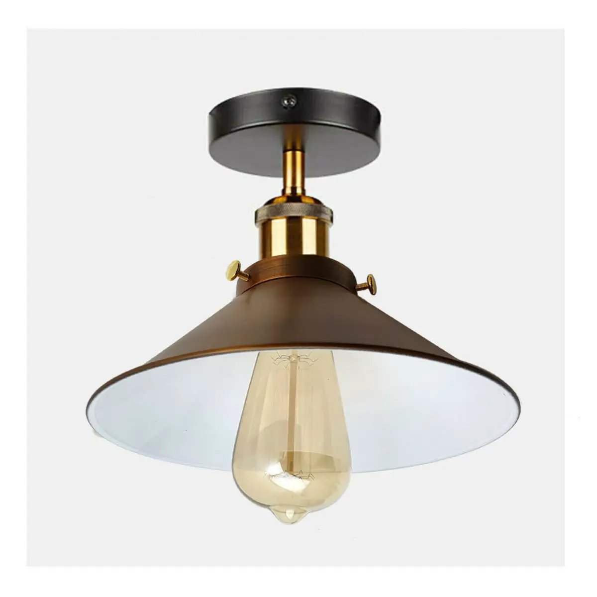Yellow Brass Vintage Flush Mount Metal Cone Industrial pendant ceiling light~2598 by LEDSone