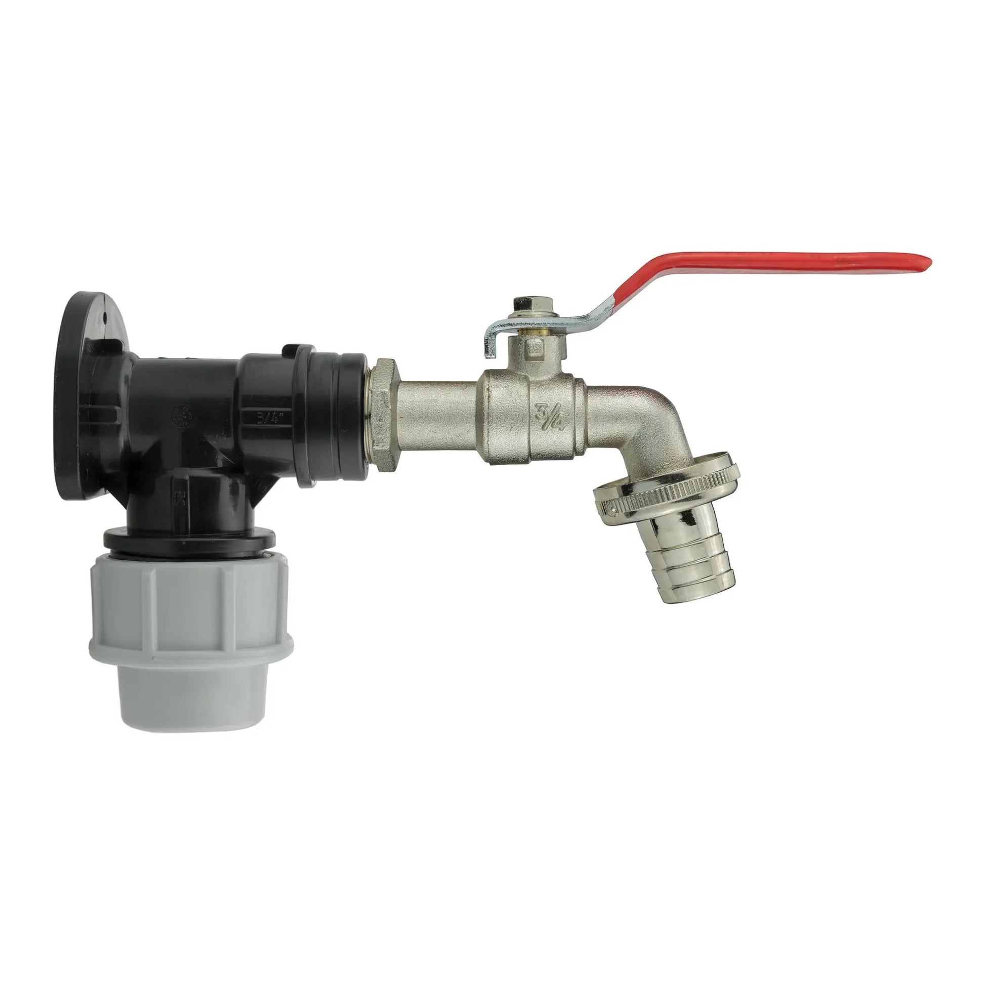 Wall Flange Kit 25mm MDPE + Lever Tap 3/4" Barb by AP Supplies