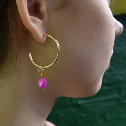 Pink freshwater pearl hoop earrings | by Ifemi Jewels by Ifemi Jewels