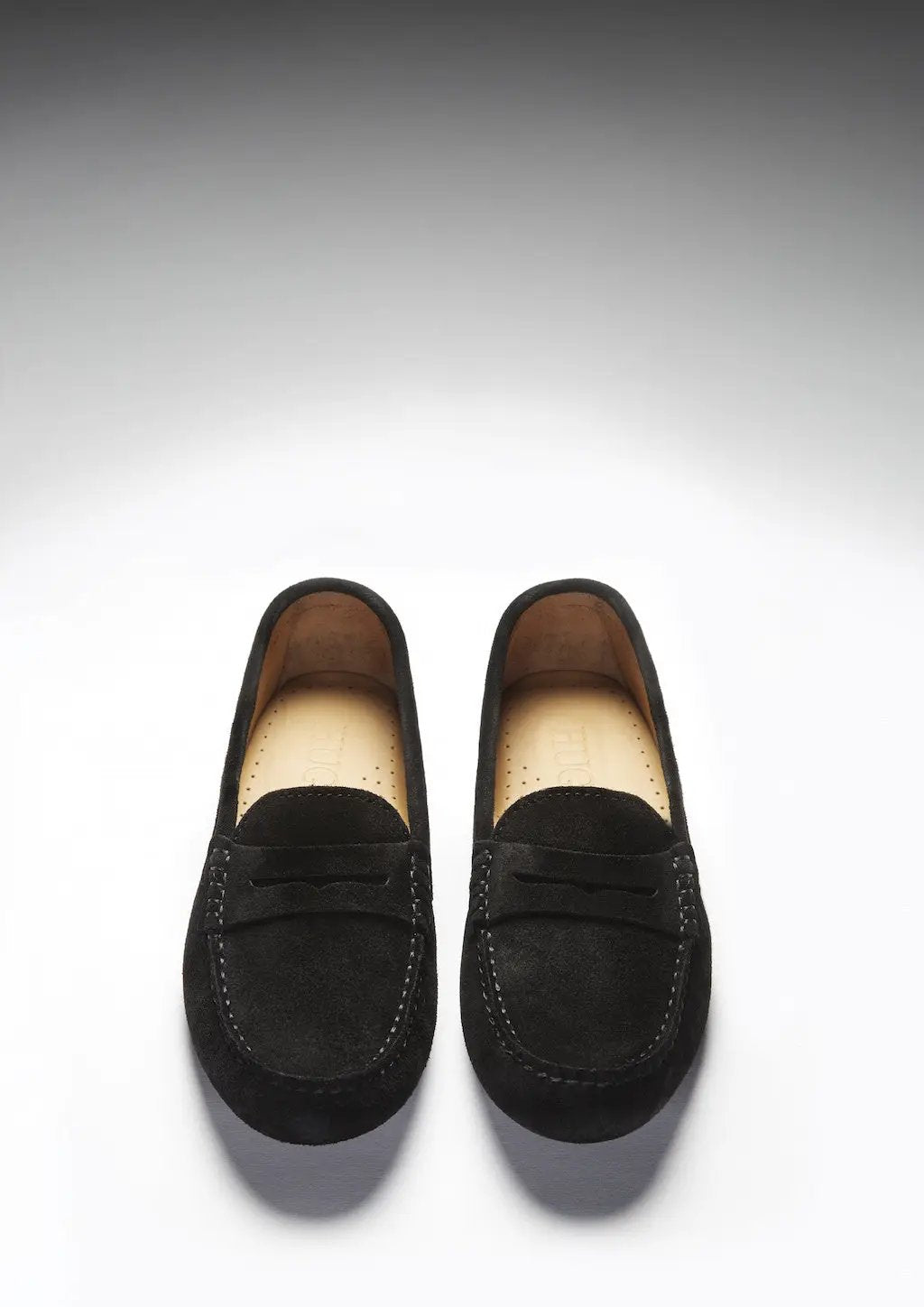 Women's Penny Driving Loafers, black suede by Hugs & Co.