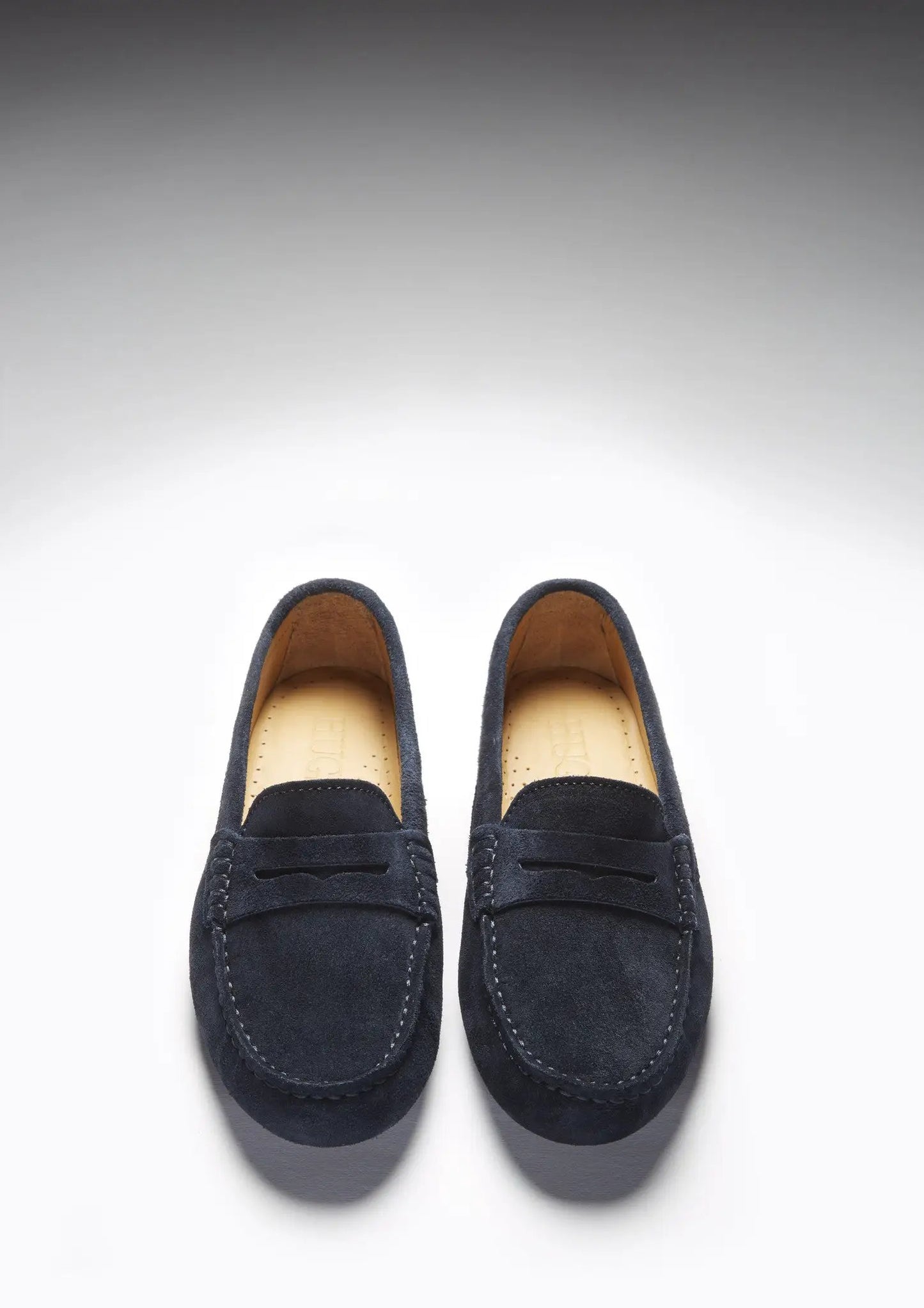 Women's Penny Driving Loafers, navy blue suede by Hugs & Co.