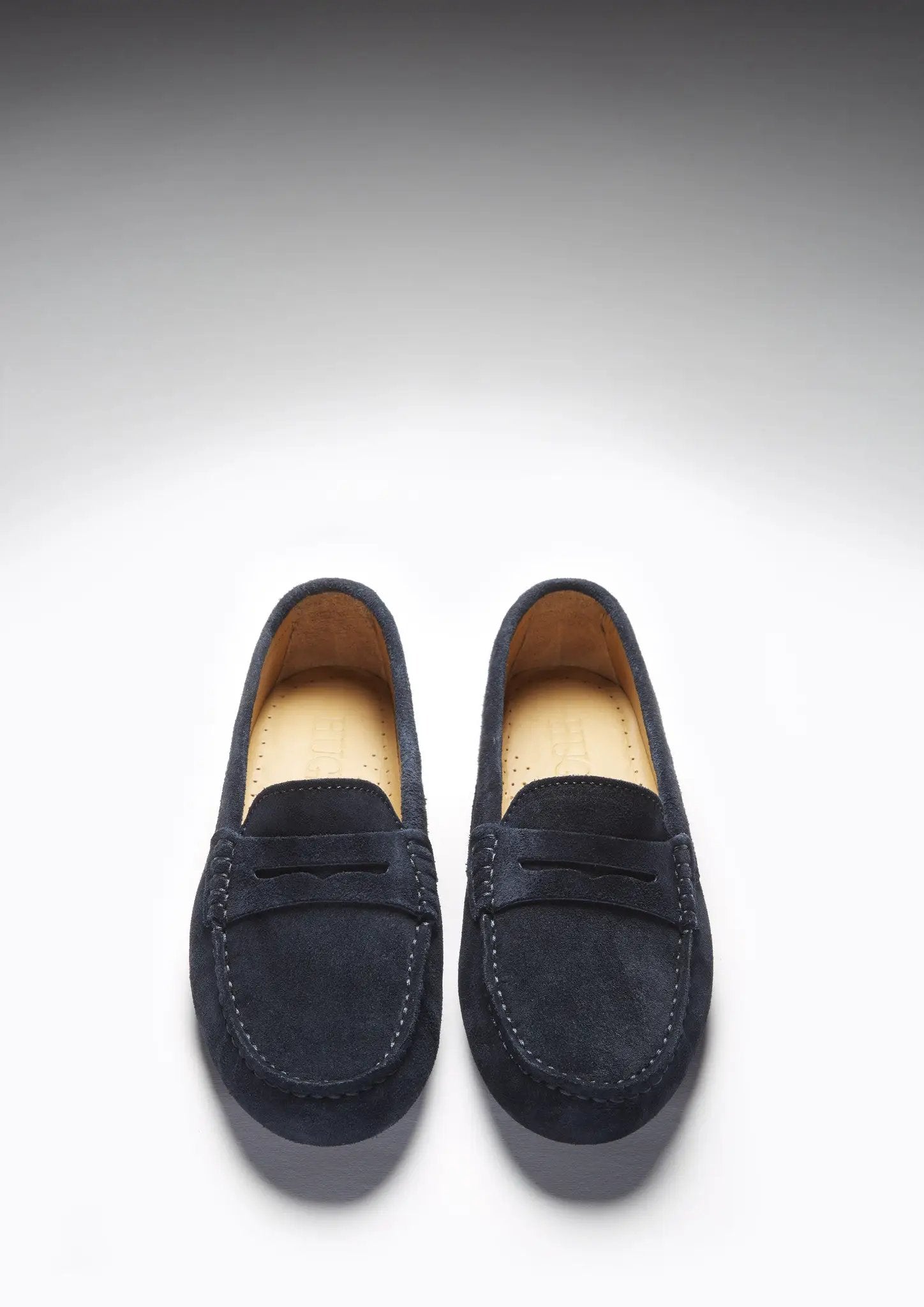 Women's Penny Driving Loafers, navy blue suede by Hugs & Co.