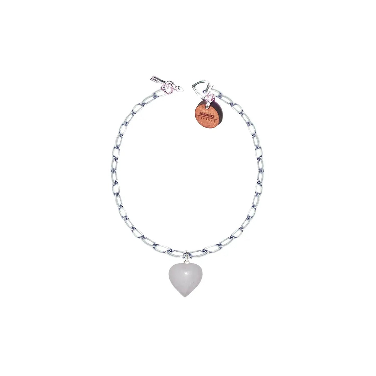 White Quartz Bracelet, Sterling Silver Heart Bracelet, Heart Charm Bracelet | by nlanlaVictory by NlanlaVictory