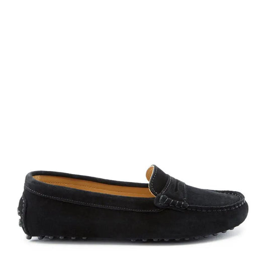 Women's Penny Driving Loafers, black suede by Hugs & Co.