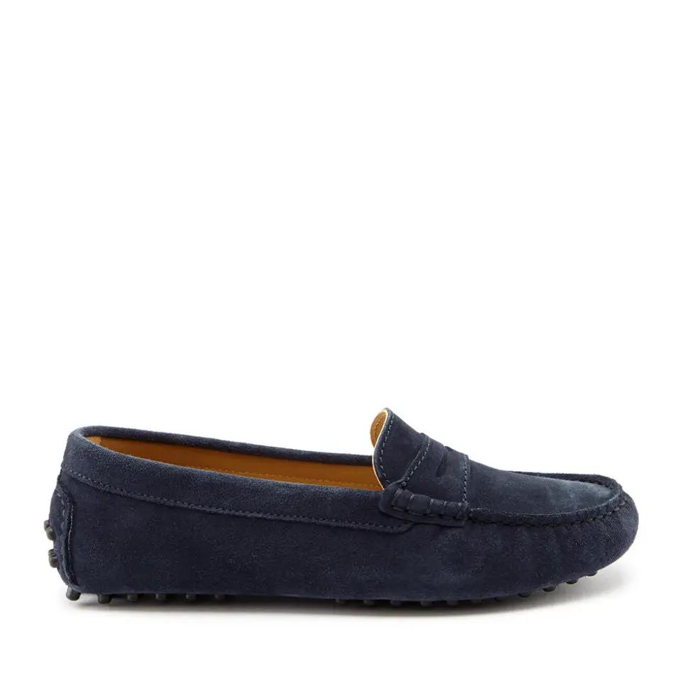 Women's Penny Driving Loafers, navy blue suede by Hugs & Co.