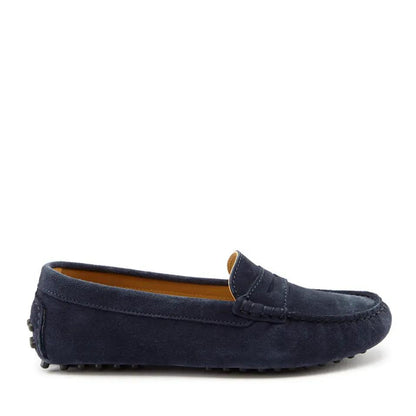Women's Penny Driving Loafers, navy blue suede by Hugs & Co.