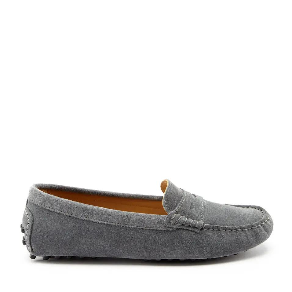 Women's Penny Driving Loafers, slate grey suede by Hugs & Co.