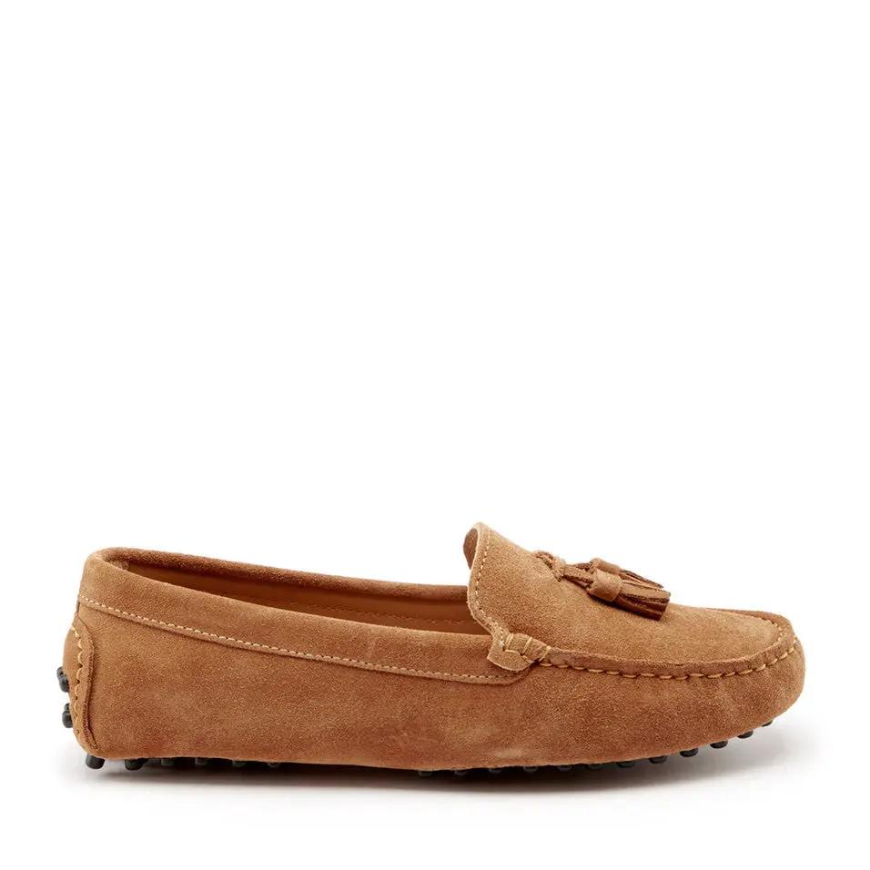 Women's Tasselled Driving Loafers, tobacco suede by Hugs & Co.