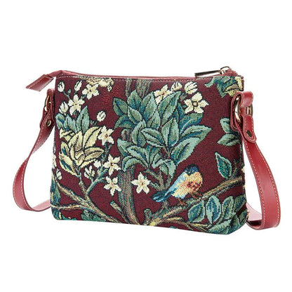 William Morris Tree of Life Red - Cross Body Bag by Signare Tapestry