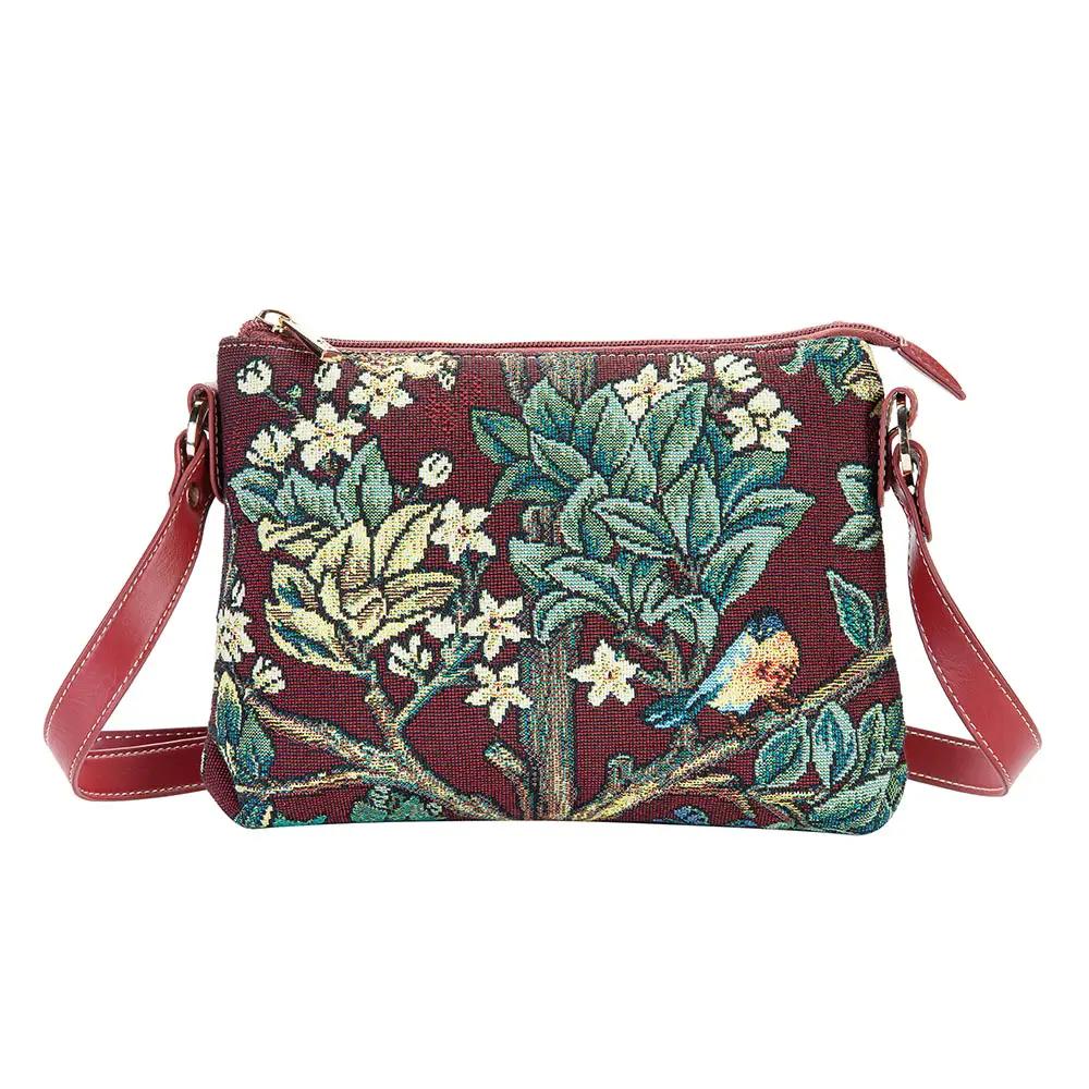 William Morris Tree of Life Red - Cross Body Bag by Signare Tapestry