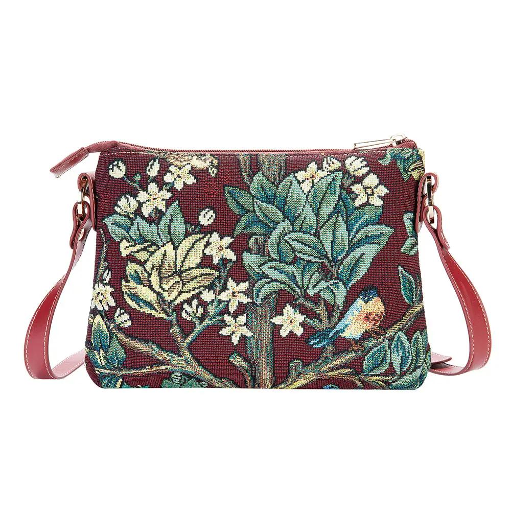 William Morris Tree of Life Red - Cross Body Bag by Signare Tapestry