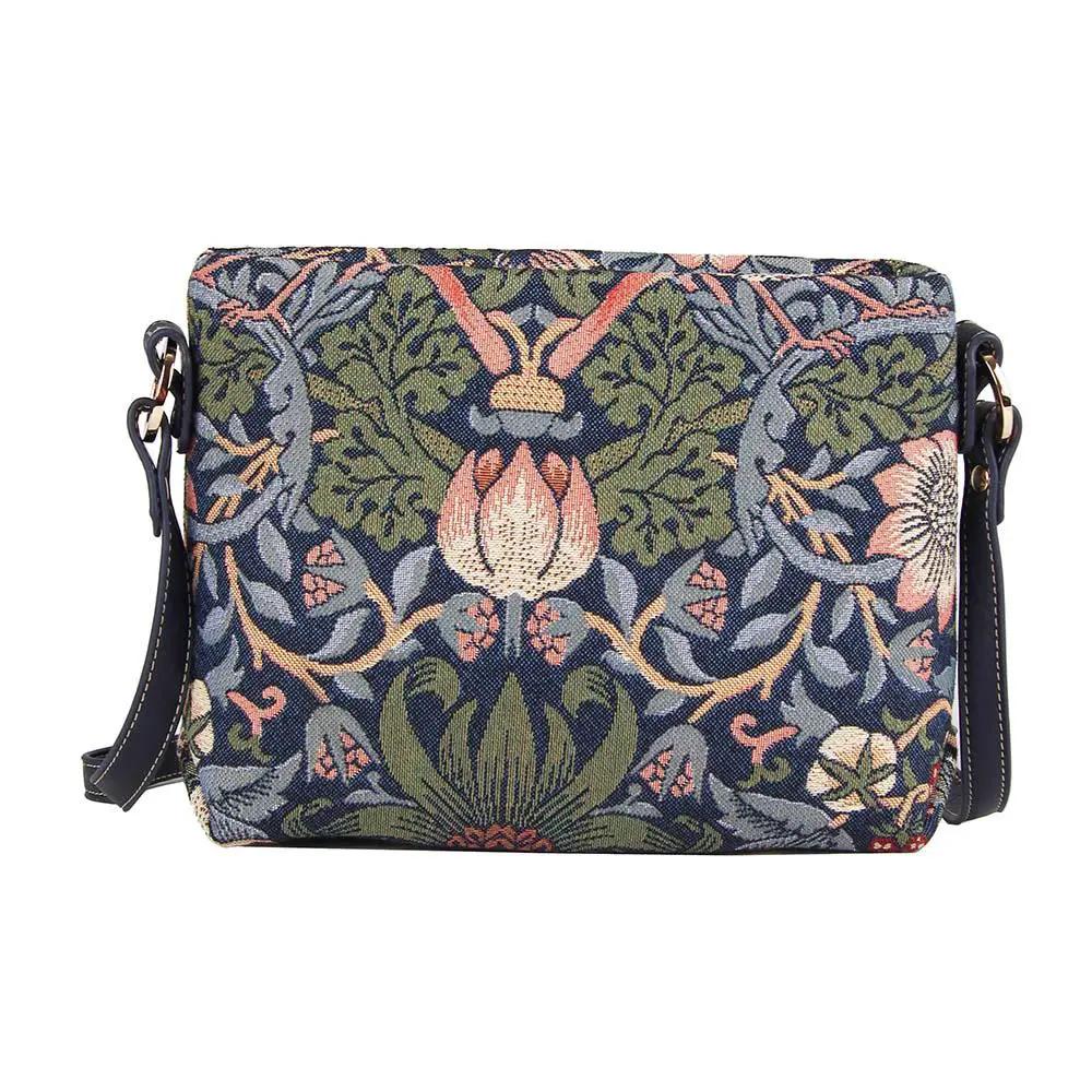 William Morris Strawberry Thief Blue - Cross Body Bag by Signare Tapestry