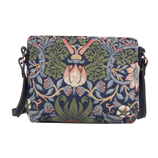 William Morris Strawberry Thief Blue - Cross Body Bag by Signare Tapestry