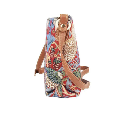 William Morris Strawberry Thief Red - Cross Body Bag by Signare Tapestry
