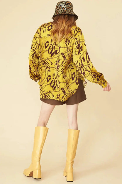 Yellow Tencel Blend Lucky Chain Shirt by Jayley