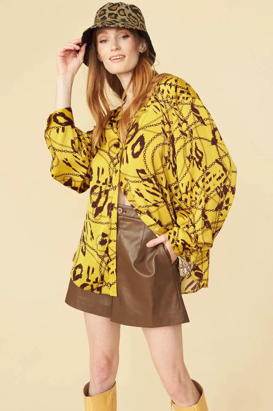 Yellow Tencel Blend Lucky Chain Shirt by Jayley