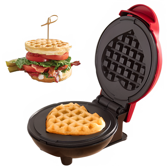 Electric Waffle Machine Portable Home Breakfast Machine Waffle Maker Breakfast Love Heart Shaped Waffle Maker Cooking Appliance by All Mart Bristol Ltd