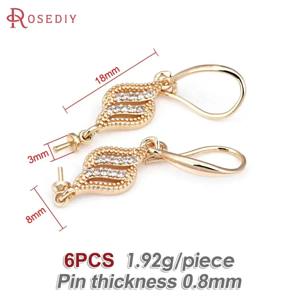 18K Gold Color Brass Can fit Half Hole Beads with Half Pins Earrings Hooks High Quality Jewelry Making Diy Findings Accessories by All Mart Bristol Ltd