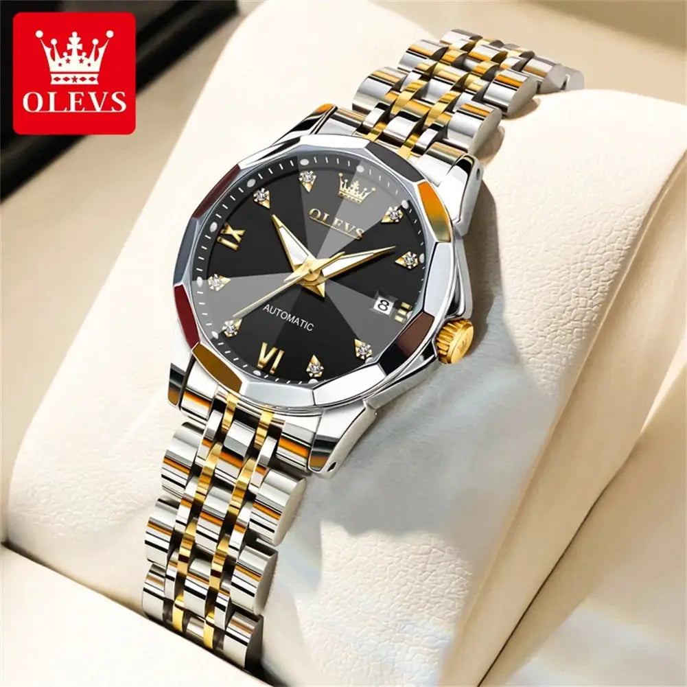 OLEVS Women's Watches Trend Elegant Sparkling Shining Diamond Scale Original Automatic Mechanical Wristwatch for Lady Waterproof by All Mart Bristol Ltd