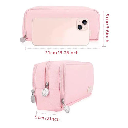 Large Capacity Pencil Case 3 Compartment Multifunctional Pen Bag for Girls Boy School Student Office Stationery Organizer by All Mart Bristol Ltd