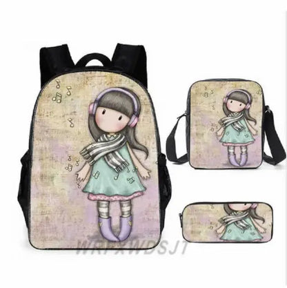 2026 Popular Youthful Anime Santoro Gorjuss 3D Print 3pcs/Set Student Travel bags Laptop Daypack Backpack Shoulder Bag Pencil by All Mart Bristol Ltd