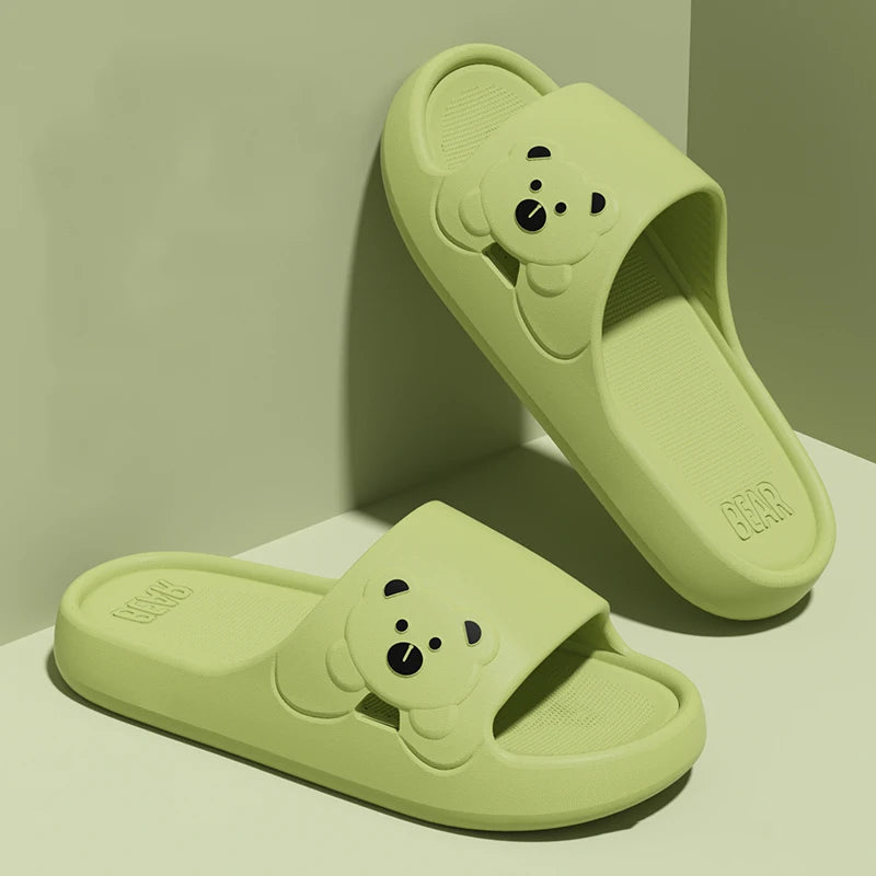 Slippers Bathroom Cartoon Bear Indoor Slippers For Women Lightweight Soft EVA Slides Woman Comfort Home Summer Bathroom Non Slip by All Mart Bristol Ltd
