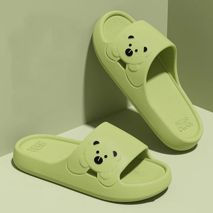 Slippers Bathroom Cartoon Bear Indoor Slippers For Women Lightweight Soft EVA Slides Woman Comfort Home Summer Bathroom Non Slip by All Mart Bristol Ltd