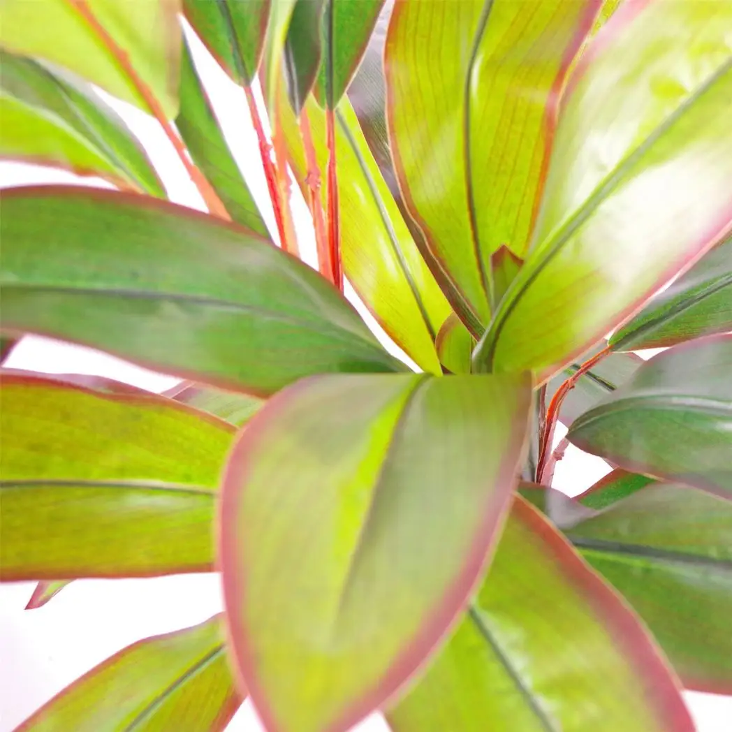 100cm Artificial Potted Dracaena Tropical Plant with Gold Metal Planter by Leaf