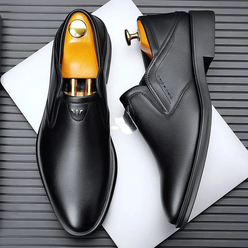 Men's Casual Business White Shoes Slip-On Formal Photography Suit Shoes Pointed Toe Leather Shoes Comfortable All-Match by All Mart Bristol Ltd