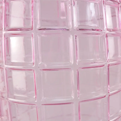 49cm Tall Pink Square Glass Vase by Leaf