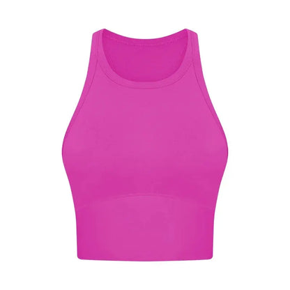 Built-in chest patch, high-end women's yoga vest, nude feel Leica gym exercise sports bra, hanging neck style by All Mart Bristol Ltd