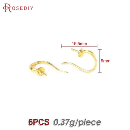 18K Gold Color Brass Can fit Half Hole Beads with Half Pins Earrings Hooks High Quality Jewelry Making Diy Findings Accessories by All Mart Bristol Ltd