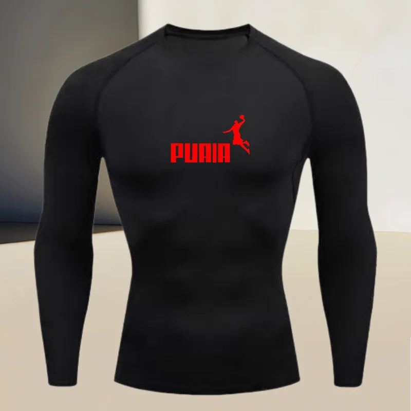 Men's long sleeved round neck thin sports tight fitting quick drying T-shirt, muscle shapewear, high stretch fabric by All Mart Bristol Ltd