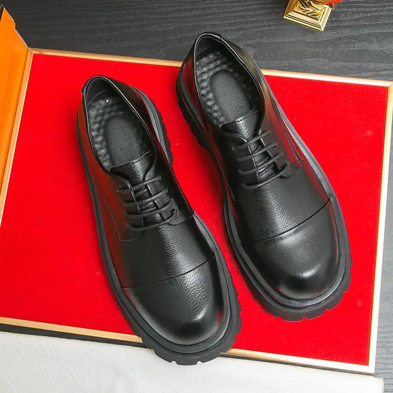 Business Formal Britishstyle Glossy Heightincreasing Leather Shoes by Dropshipman
