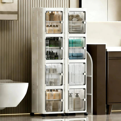 Narrow Gap Storage Organizer Foldable Cabinet Magnetic Sealed Door Universal Wheels Dustproof Moistureproof for Bathroom Kitchen by All Mart Bristol Ltd