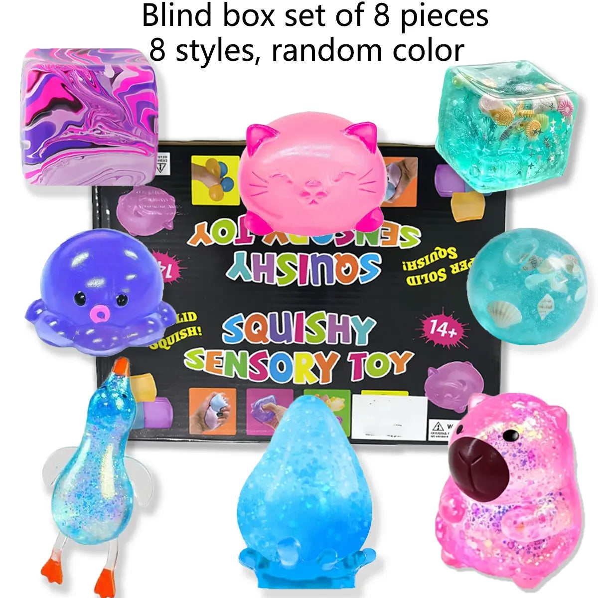 8-Piece Set Blind Box Malt Sugar Stress Relief Fidget Toys, Sensory Bundle, Creative Slow-Return Squishy, Party Gift, 8 Different Styles by All Mart Bristol Ltd