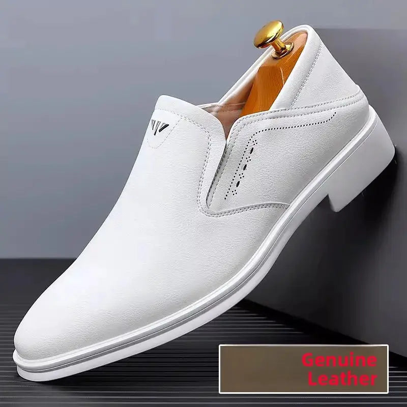 Men's Casual Business White Shoes Slip-On Formal Photography Suit Shoes Pointed Toe Leather Shoes Comfortable All-Match by All Mart Bristol Ltd