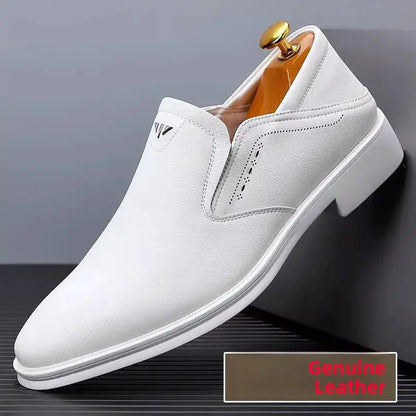 Men's Casual Business White Shoes Slip-On Formal Photography Suit Shoes Pointed Toe Leather Shoes Comfortable All-Match by All Mart Bristol Ltd