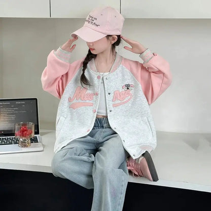 Teenage Girls Casual Baseball-Uniform Coat Loose Style Kids Spring Autumn Sporty Jacket Children New Arrival Sports Costume by All Mart Bristol Ltd