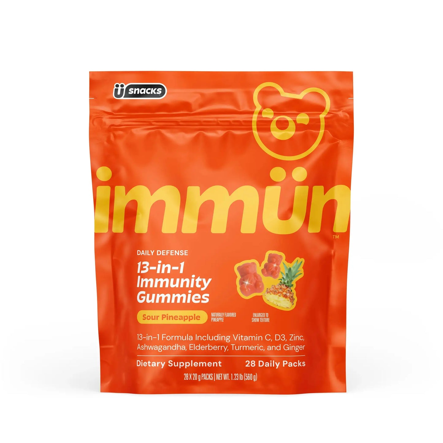 Immün 13-In-1 Immunity Gummies (Sour Pineapple): Daily Immune Defense Supplement with 13 Clinically Studied Ingredients: Vitamin C, D3, Zinc, Ashwagandha KSM-66, Elderberry, Prebiotics, Adaptogens, Gluten Free, Vegan, Third Party Tested by All Mart Bristol Ltd