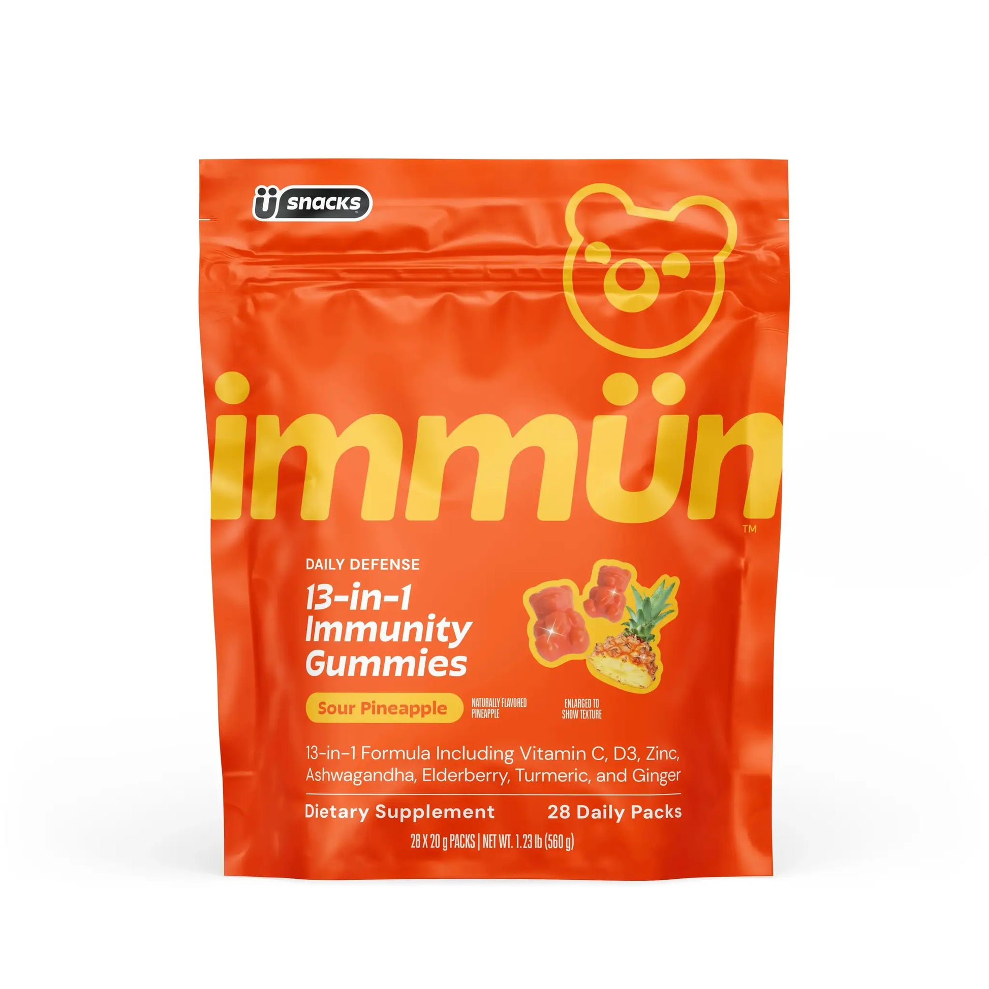 Immün 13-In-1 Immunity Gummies (Sour Pineapple): Daily Immune Defense Supplement with 13 Clinically Studied Ingredients: Vitamin C, D3, Zinc, Ashwagandha KSM-66, Elderberry, Prebiotics, Adaptogens, Gluten Free, Vegan, Third Party Tested by All Mart Bristol Ltd