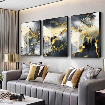 Golden Black And White Wall Art Posters And by Dropshipman