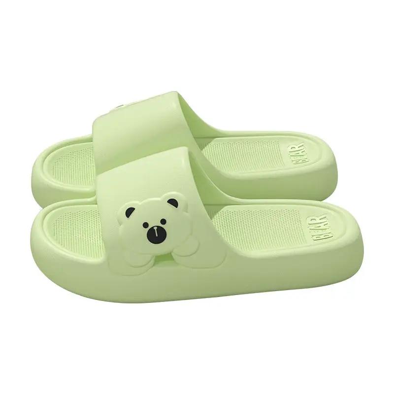 Cute Bear Home Slippers Summer Fashion Thick Bottom Non-slip Bathroom Slipper Women Men Couples Shoes by Dropshipman