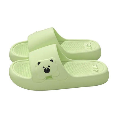Cute Bear Home Slippers Summer Fashion Thick Bottom Non-slip Bathroom Slipper Women Men Couples Shoes by Dropshipman