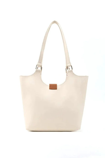 Brown Faux Leather Snap Closure Crossbody Hand Bag Single Compartment Shoulder, Arm and Handbag White by All Mart Bristol Ltd