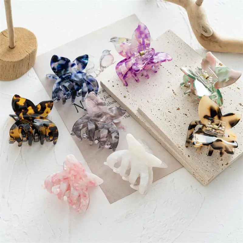 INS Korean Fashion Small Butterfly Catch Acetate Hair Clip Claws Spring Design Hair Accessories For Women Girls by All Mart Bristol Ltd