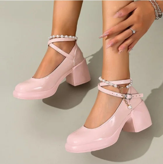 New Women Pumps Shoes Fashion Cross Strap Ladies Shallow Dress Mary Jane Shoes Female Elegant High Heel Footwear Platform Heels by All Mart Bristol Ltd