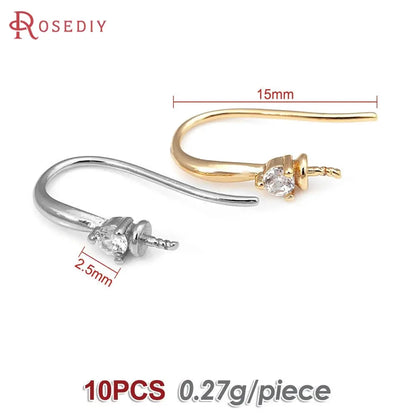 18K Gold Color Brass Can fit Half Hole Beads with Half Pins Earrings Hooks High Quality Jewelry Making Diy Findings Accessories by All Mart Bristol Ltd